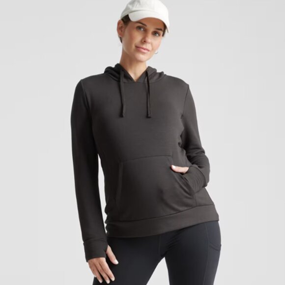 Quince Tops - Quince Black SuperSoft Maternity & Nursing Long Sleeve Hoodie Sweatshirt sz L